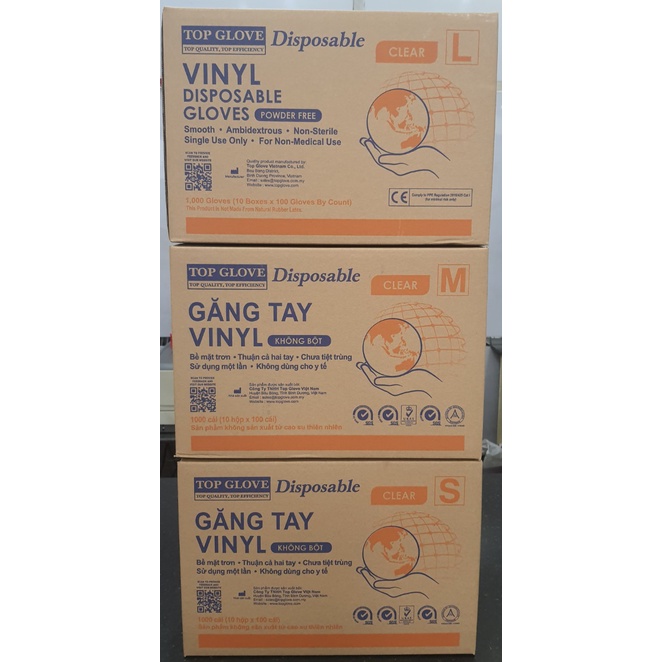 Găng tay Vinyl không bột trong suốt