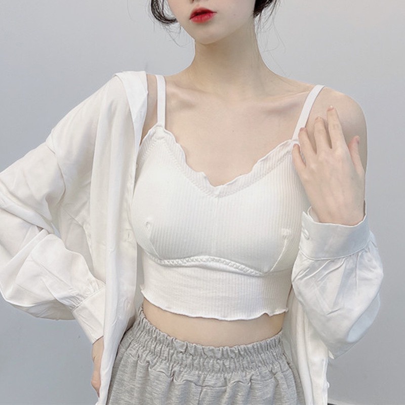 Áo Bra Viền Bèo Cotton Điệu Đà Có Dây Điều Chỉnh 262