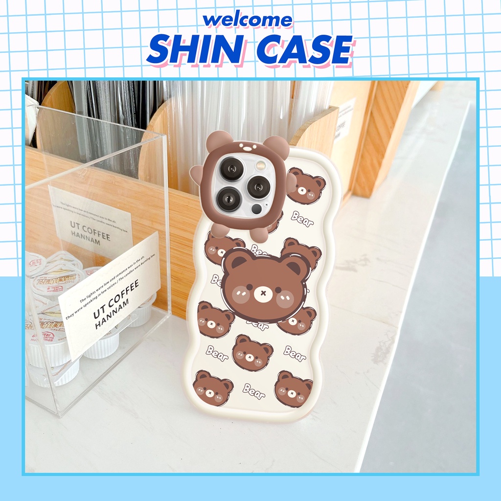 Ốp lưng iphone viền gấu sóng Chocolate Bear 6/6plus/6s/6splus/7/7plus/8/8plus/x/xs/11/12/13/14/pro/max/promax/plus