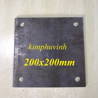 01 cái - 200x200mm bản mã vuông 2 tất có lỗ - bản mã chân cột 2t
