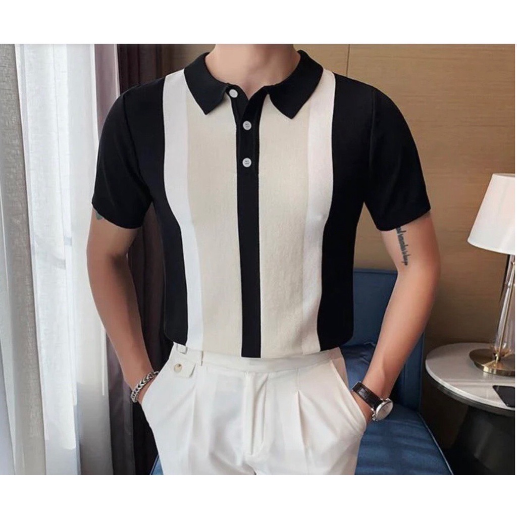 Áo polo nam Marc Phôi Sọc Size 3xl 95kg họa tiết thêu gấu sắc nét, trẻ trung chất liệu CVC cá sấu xuất khẩu