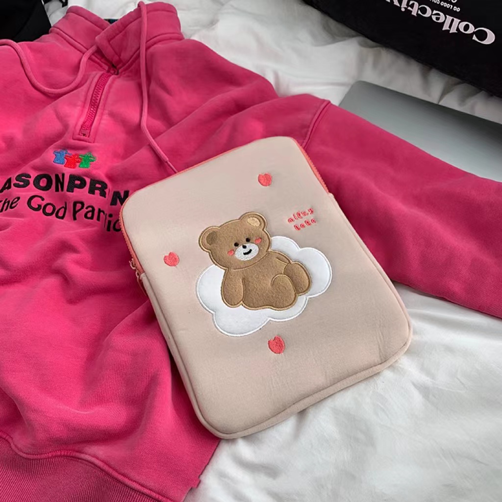Túi Đựng Laptop Chống Sốc In Hình Gấu Hoạt Hình Dễ Thương Phong Cách Hàn Quốc Kích Thước 10 13 15 inch