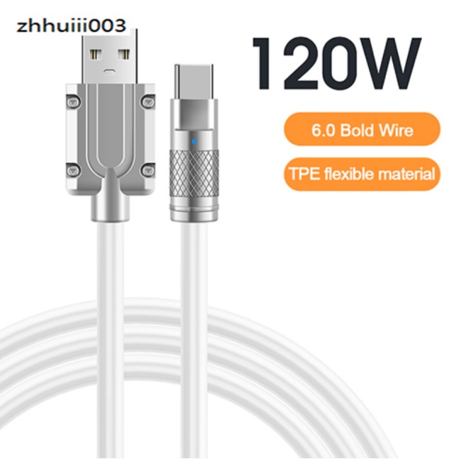 Dây Cáp Sạc Nhanh Usb Type C 120w 6a Có Đèn Led Báo Hiệu Cho Xiaomi Huawei