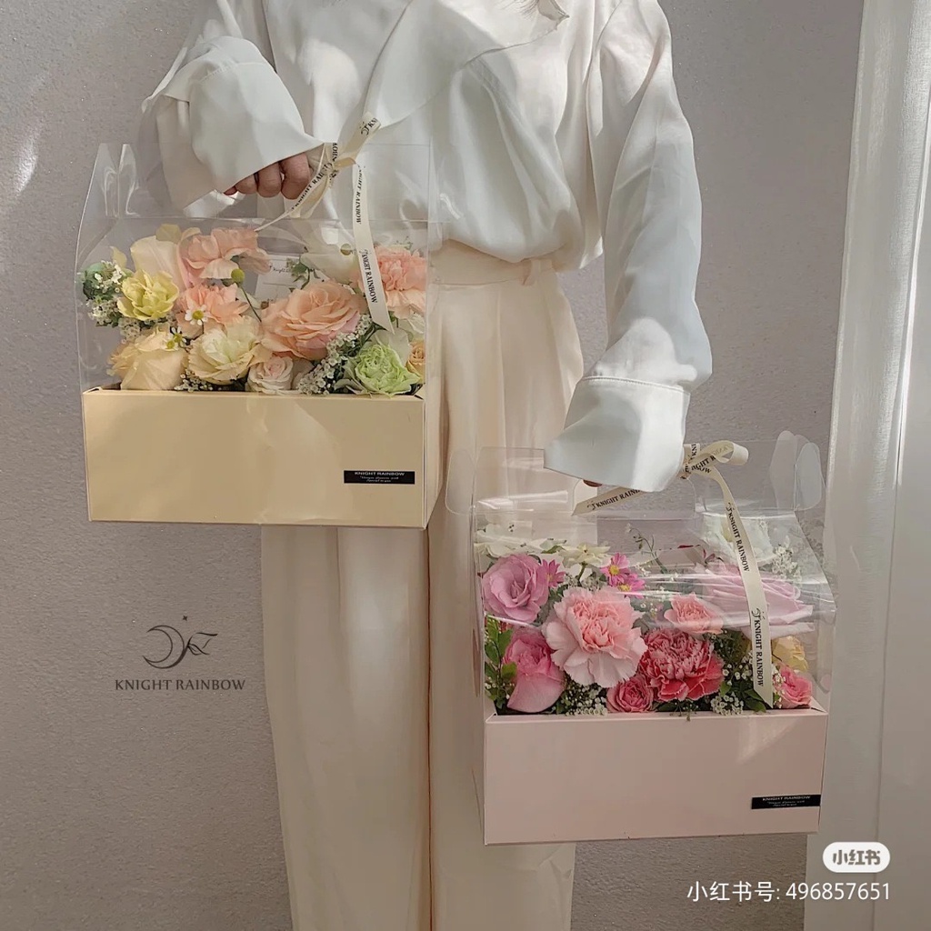 TD51-Hộp mica đựng bánh+hoa cho sự kiện sinh nhật, 8/3 và 20/10, Noel