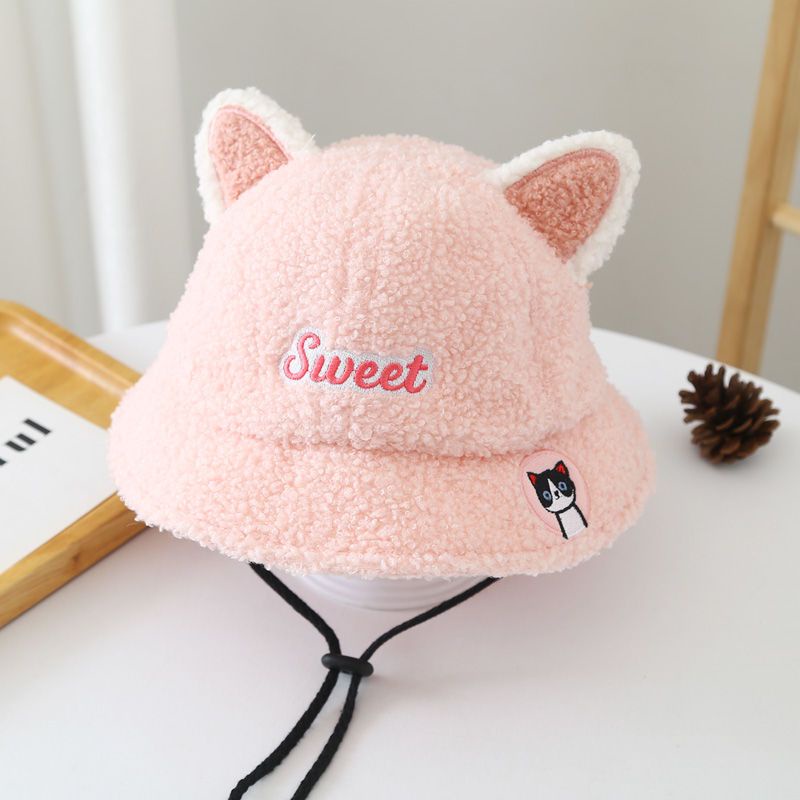Mũ Bucket Lông Cừu Siêu Dễ Thương Giữ Ấm Phong Cách Mới Cho Bé Trai Và Gái