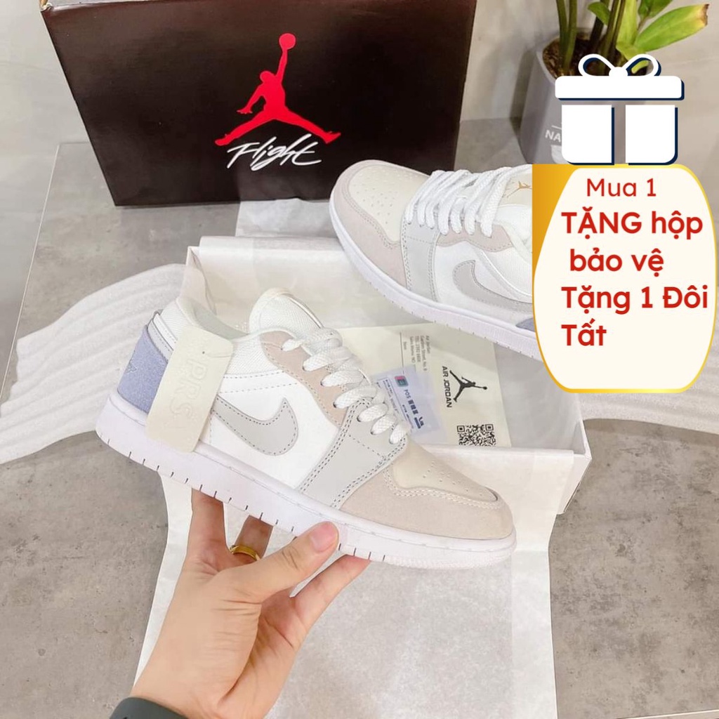 Giày Jordan Cổ Thấp Nam Nữ, Giày Nike_Jordan Paris JD Xám Trắng Hàng Đẹp Full Box-yena shop