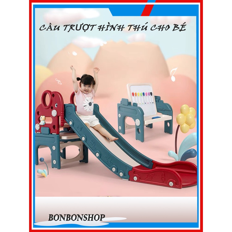 Cầu trượt cho bé, cầu tuột trẻ em khủng long kèm phụ kiện bảo hành 12 tháng _Bonbonshop_