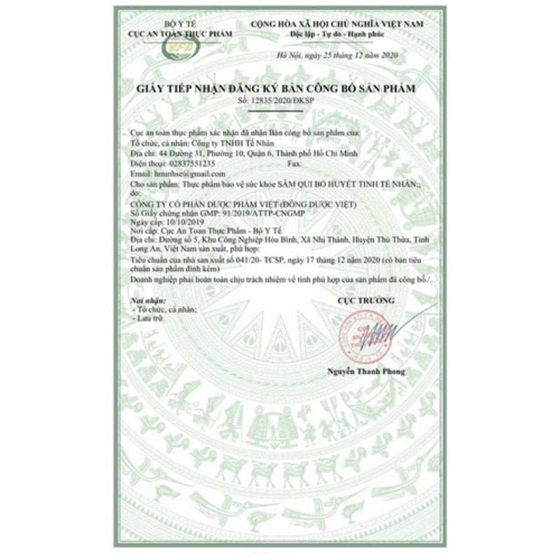 Sâm qui bổ huyết tinh tế nhân