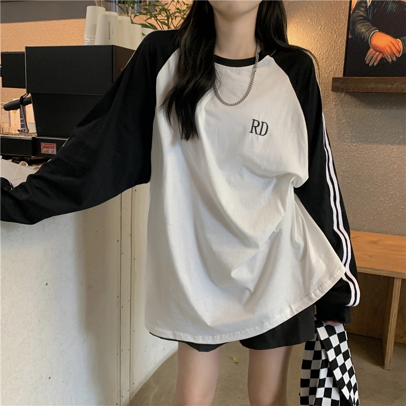 NRVP Áo Thun Nữ Dài Tay Dáng Rộng In Hình Phong Cách Hàn Quốc Kiểu Mới