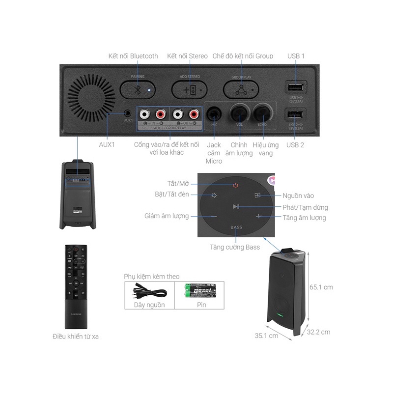 Loa Bluetooth di động chính hãng Samsung MX-T50, T70/XV