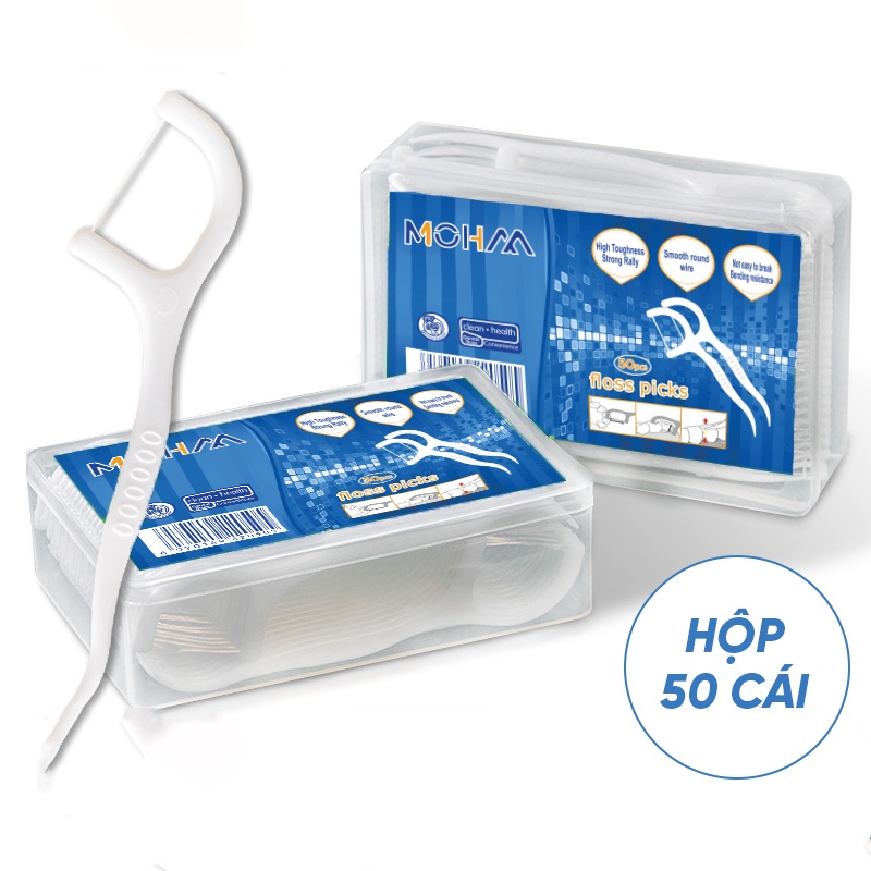 Combo 3 hộp tăm chỉ nha khoa Mohaa vệ sinh kẽ răng tiện lợi, chất liệu mỏng bền an toàn khi sử dụng