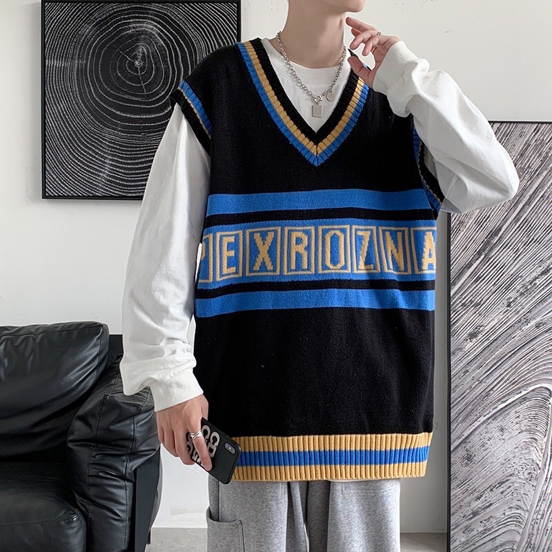 Áo Gile Nam Nữ Phối Hoạ Tiết Phong Cách Hàn Quốc