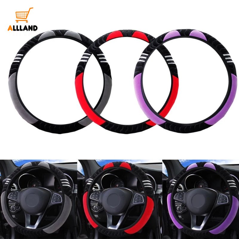 Vỏ Bọc Vô Lăng Xe Hơi 37-38cm Bằng Vải Lông Co Giãn Ấm Áp Chống Trượt Hình Quái Vật Nhỏ