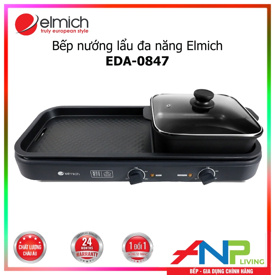 Bếp Lẩu Nướng Đa Năng 2 Trong 1 Elmich EDA-0847 BH 12 Tháng