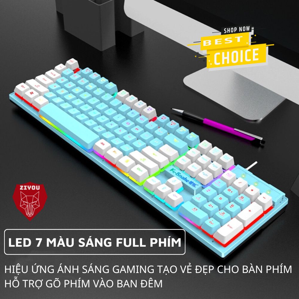 Bàn Phím Gaming Ziyou K-Snake4 Led Chơi Game Chuyên Nghiệp Dùng Cho Máy Tính, Laptop, PC