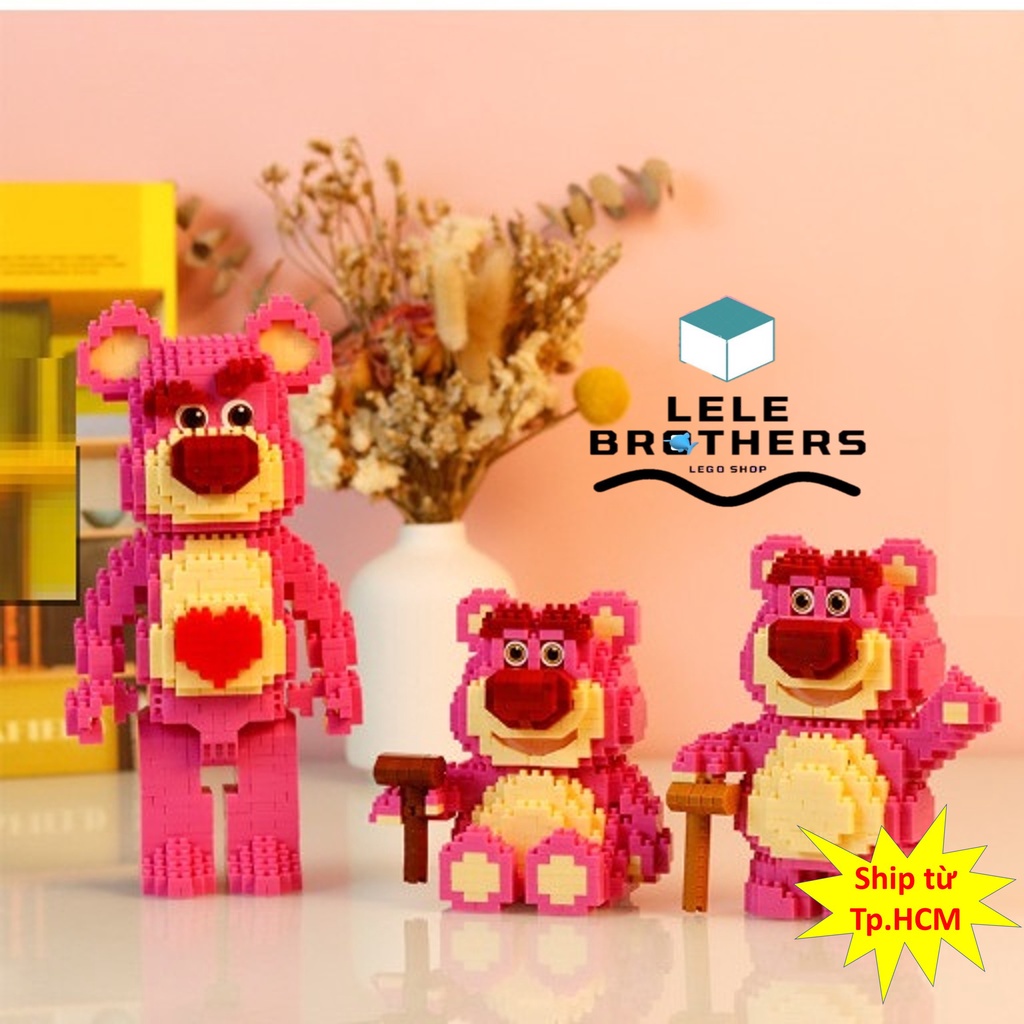 Bộ Đồ Chơi Lắp Ráp Mini Gấu Dâu Lotso hoạt hình Dễ Thương