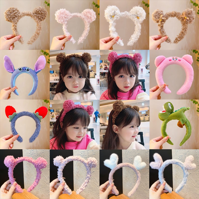 Băng Đô Nhung Lông Thiết Kế Hình Chú Gấu Hoạt Hình Dễ Thương