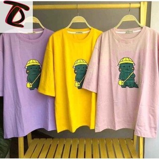 Áo thun tay lỡ khủng long 4 màu unisex size m,l oversize tay lỡ form rộng cotton DƯ TÚ LỆ