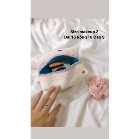TÚI ĐỰNG ĐỒ MAKEUP - ĐỒ CÁ NHÂN CÓ REN LACE MAKEUP BAG MADE BY 1402.Sew 🪡🪡🪡