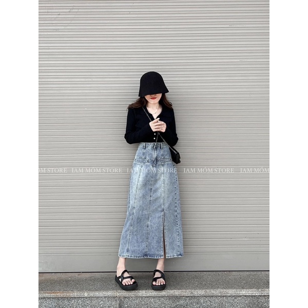 CHÂN VÁY JEANS 2 TÚI CƠI #906