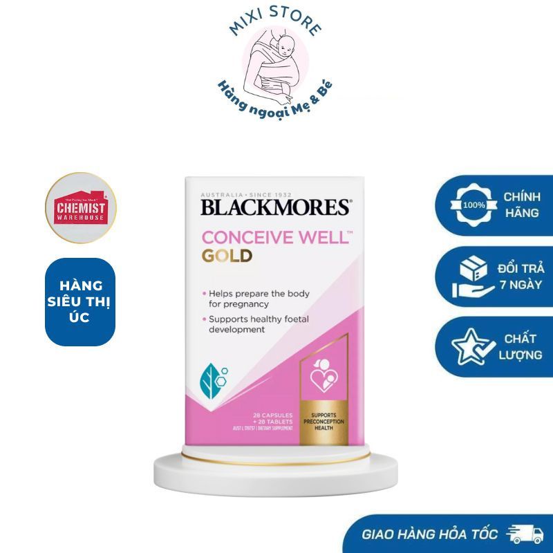 Blackmores Conceive Well Gold - Viên uống tăng khả năng thụ thai, bổ trứng 56 viên date mới