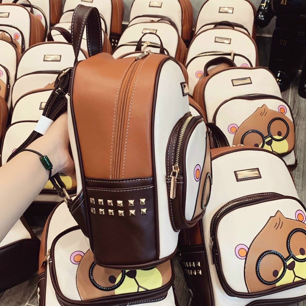 Balo da nữ dễ thương hình gấu đeo kính mẫu mới thời trang giá rẻ DIOMI