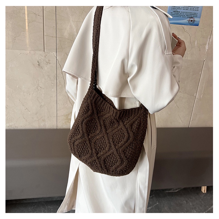 Túi Đeo Chéo Đan Len Cỡ Lớn Phong Cách Retro Hàn Quốc Thời Trang Mùa Thu Hàng Trăm Mới Cho Nữ