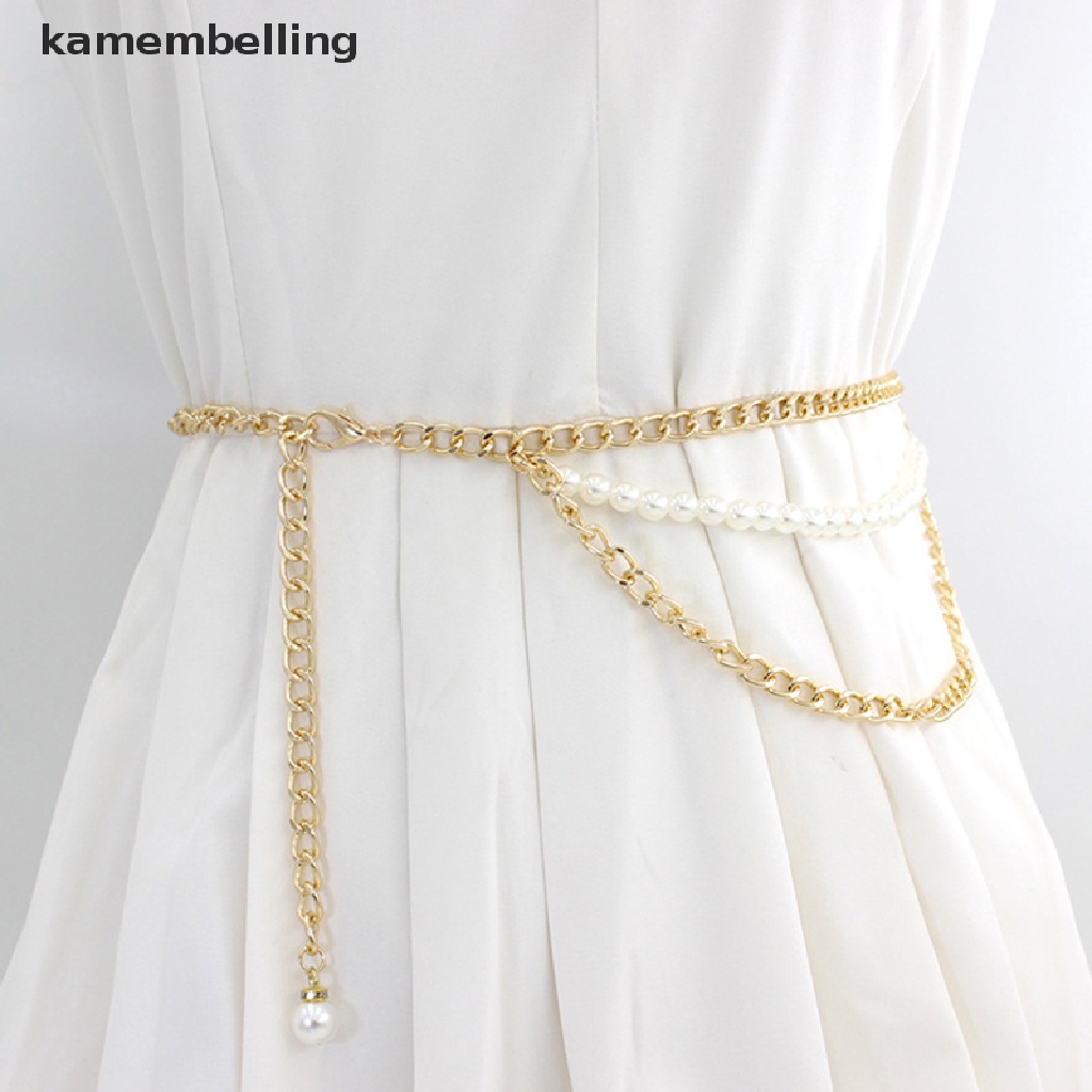 Thắt Lưng Dạng Chuỗi Ngọc Trai Bằng Kim Loại Nhiều Lớp Có Thể Điều Chỉnh Cho Nữ