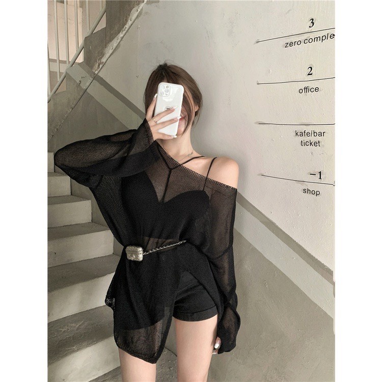 Áo thun nữ tày dài cột dây vải lưới siêu sexy, quyến rũ