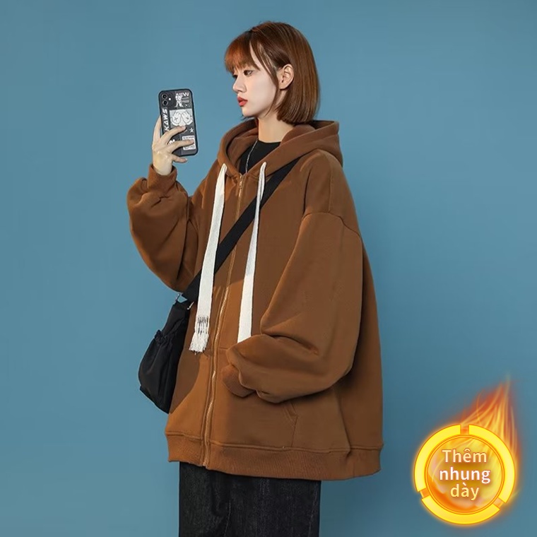 Áo Khoác Cardigan Có Mũ Trùm Dáng Rộng Phối Khóa Kéo Thời Trang Hàn Quốc Cho Nam