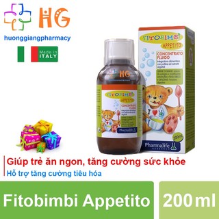 Fitobimbi Appetito siro ăn ngon giảm biếng ăn cho bé giúp bé hấp thu dinh dưỡng hiệu quả Chai 200ml
