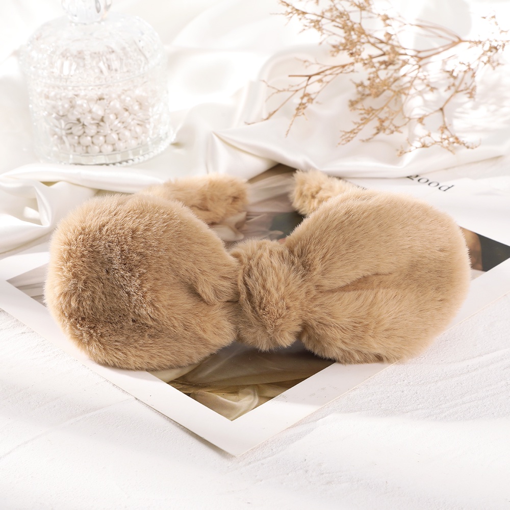 Băng Đô Tai Thỏ Lông Xù Màu Kẹo Dễ Thương Chống Trượt Cho Bé Gái