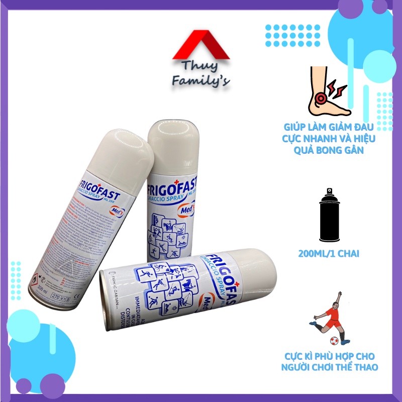 Chai xịt lạnh, xịt giảm đau FRIGOFAST 200ml nhập khẩu Ý