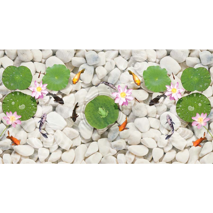 Tranh 3D cá chép trong hồ nước trong xanh