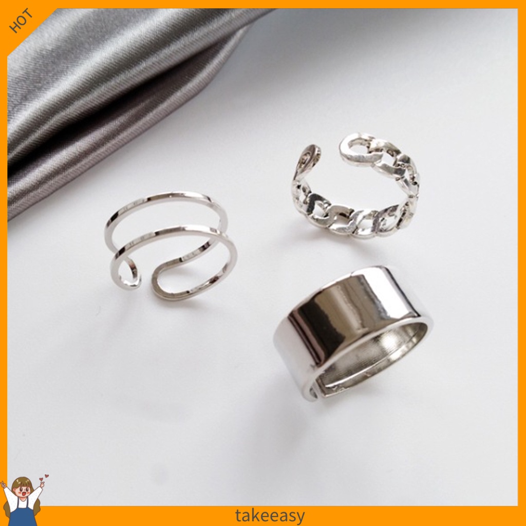 Set 3 Nhẫn Đeo Khớp Ngón Tay Phong Cách Hip Hop Cho Nữ