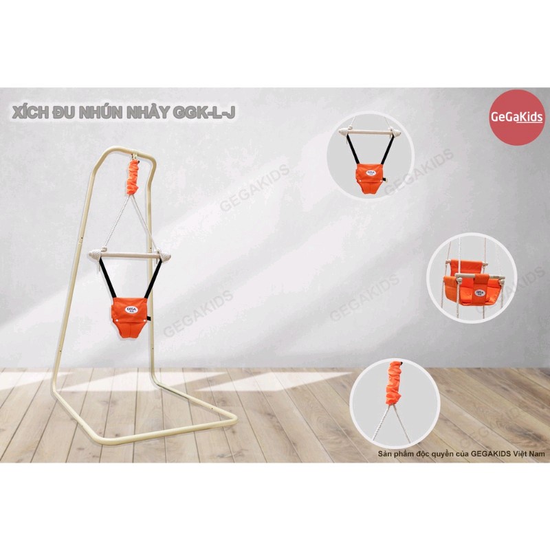Combo 2 chức năng GeGa Kids L Cải Tiến - Xích đu và nhún nhảy cho bé tập đi GEGAKIDS