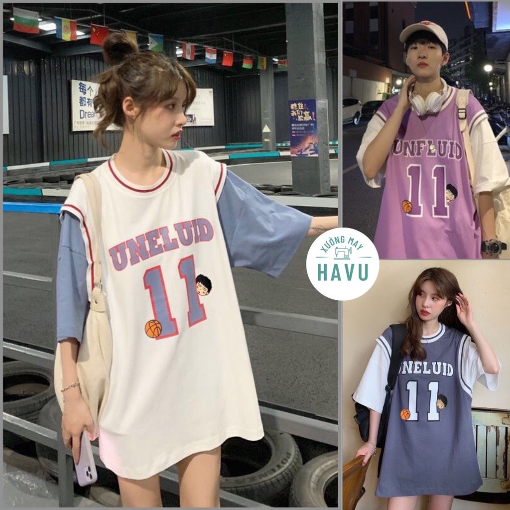 Áo thun số 11 uneluid form rộng tay lỡ unisex - Phông cộc thể thao raglan 4 màu cá tính hàn quốc ulzzang
