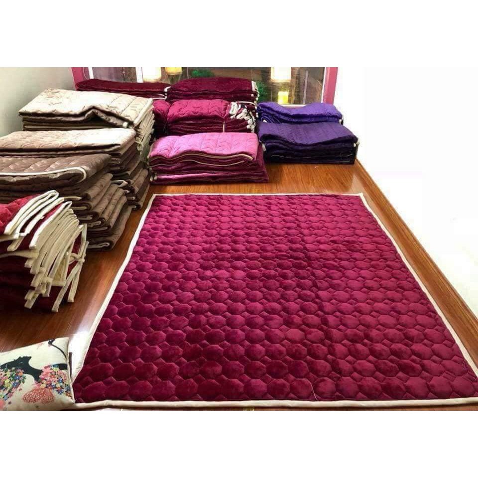 ✈ Thảm trải giường lông cừu cao cấp 3 lớp mẫu Vàng nâu, lót nằm đệm siêu ấm - có thảm trơn và nhiều màu