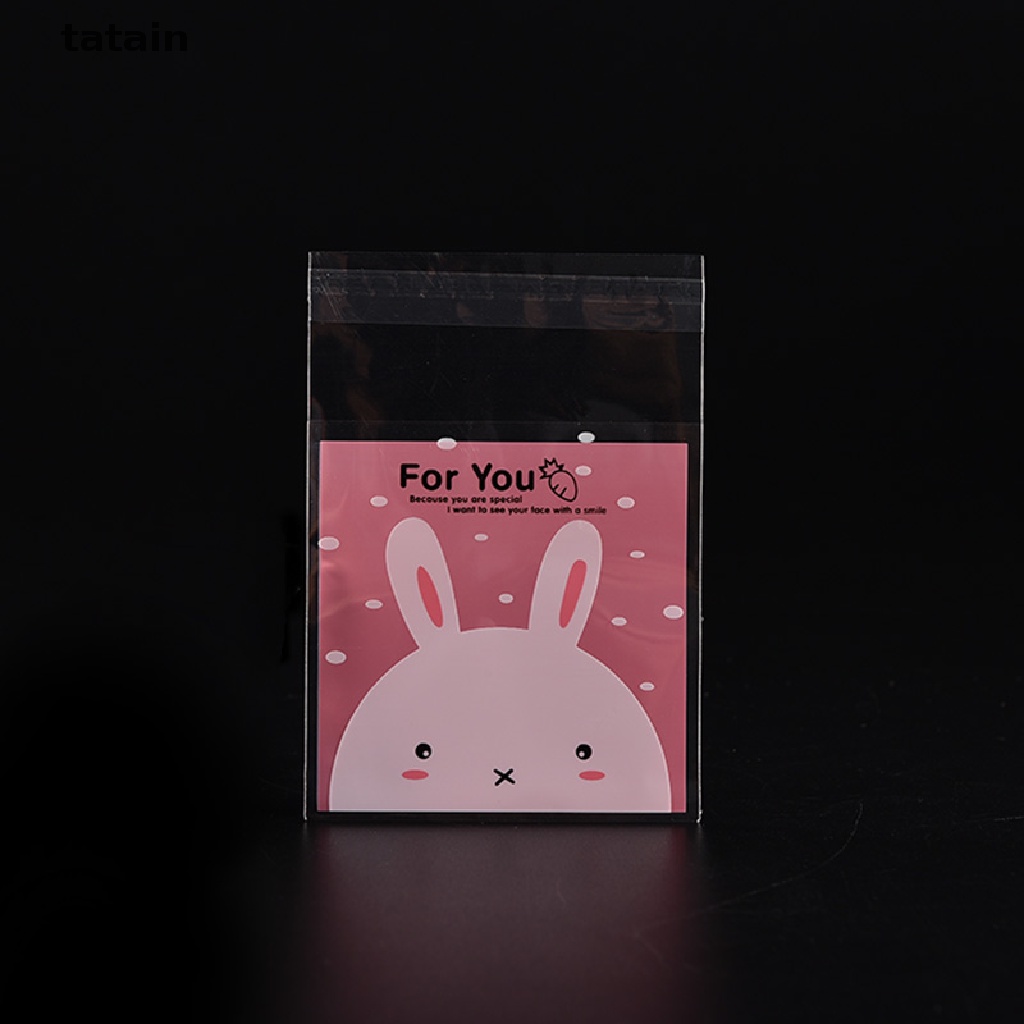 Set 100 Túi Đựng Bánh Kẹo Họa Tiết Thỏ Tự Dính