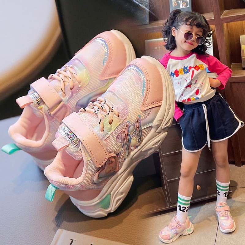 Giày thể thao bé gái lưới thoáng khí êm chân hàng  cho bé từ 3-12 tuổi