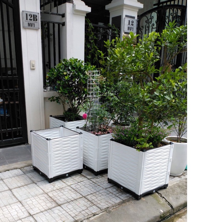 Chậu ghép thông minh Quang Anh màu trắng, chậu ghép trồng rau bằng nhựa chắc chắn