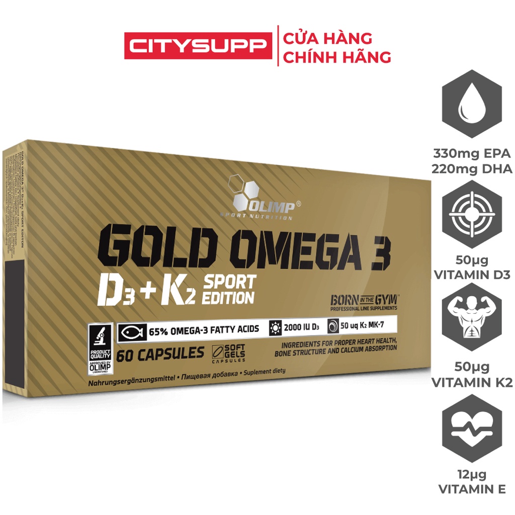 [Chính hãng] Olimp Gold Omega 3 D3 + K2 Sport Edition, Viên Uống Hỗ Trợ Sức Khỏe Tim Mạch, Xương Răng Chắc Khỏe