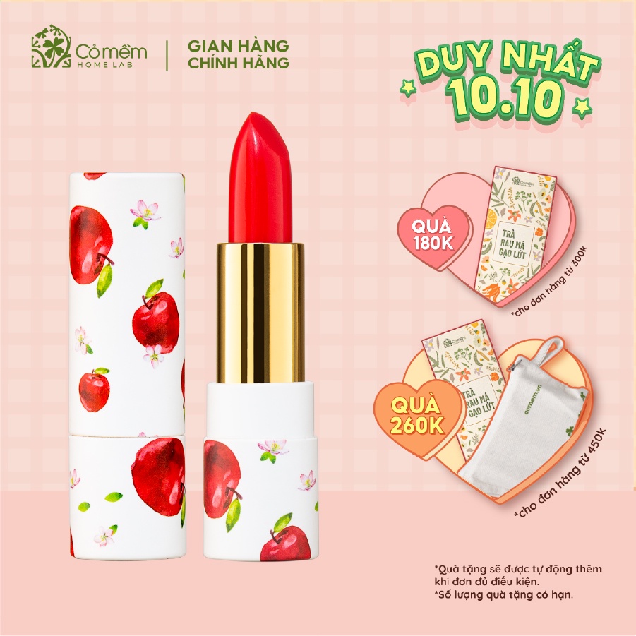 Son Dưỡng Táo Hữu Cơ Dưỡng Môi Mềm Mại Giảm Thâm Môi An Toàn Cho Cả Bà Bầu Cỏ Mềm 4g