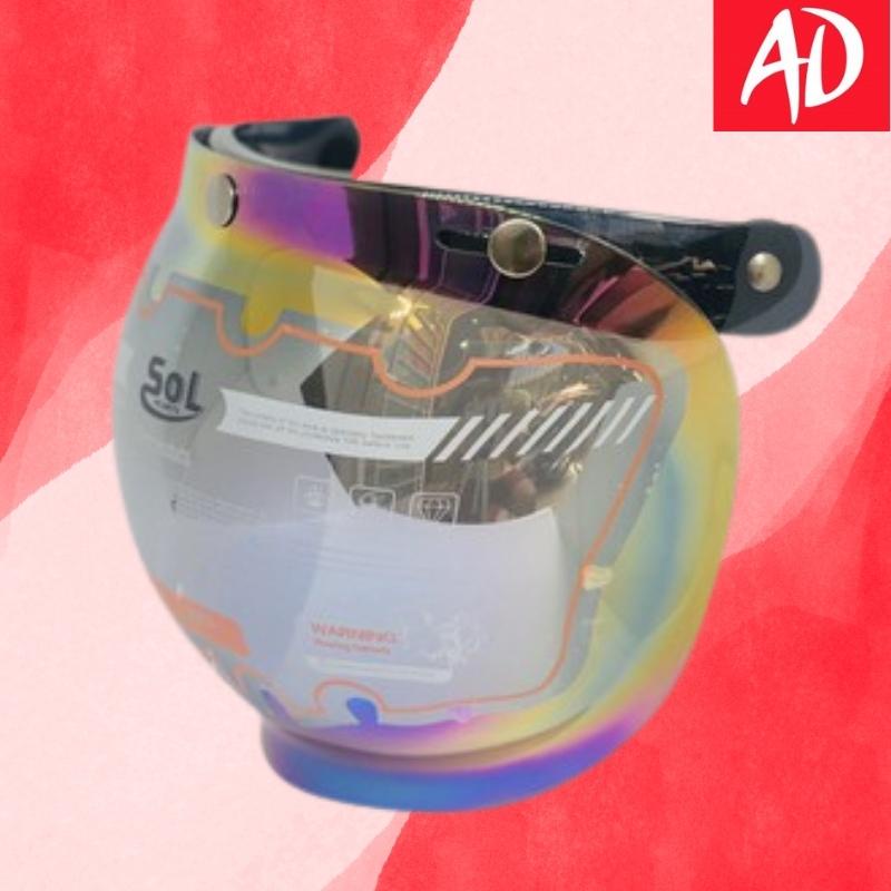 Kính bubble thay gắn nón bảo hiểm 3/4 hoặc full face ĐA SẮC 7 màu chuyên đi ban ngày chống chói UV mưa gió