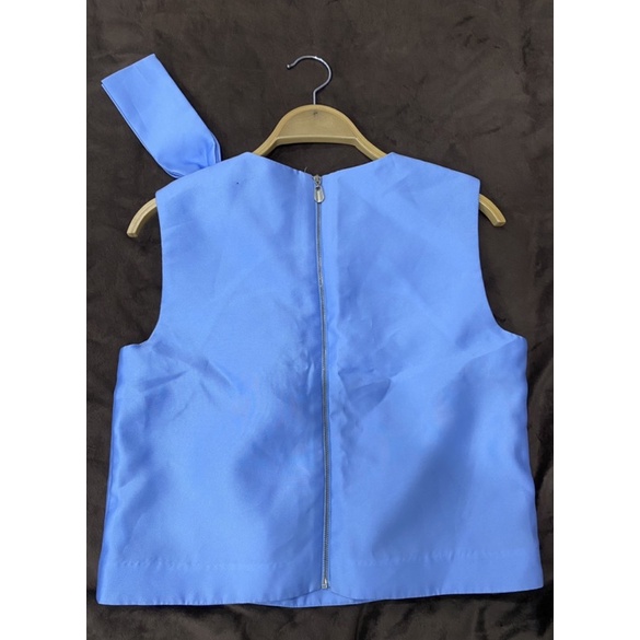 Áo xanh nơ crop thanh lý