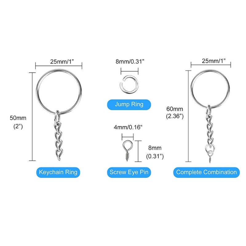 Sa Set 100 Vòng Sắt 25mm 6 Màu Làm Móc Khóa