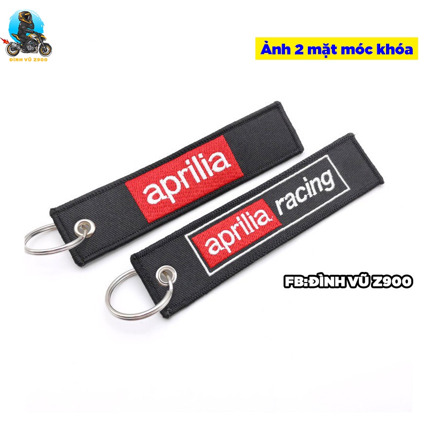 Móc khóa APRILIA, REPSOL, POLICE, 299 KM/H, ... đầu bấm CHẮC CHẮN, dây vải DÀY DẶN, logo sắc nét không phai màu