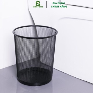 Sọt rác inox lưới tròn sang trọng sơn tĩnh điện cao cấp không gỉ