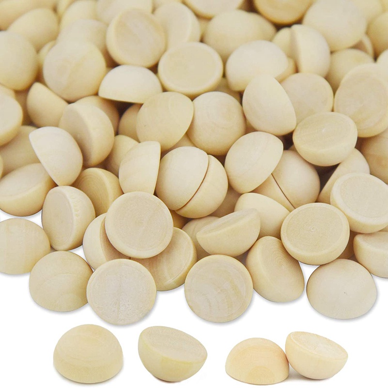 Set 300 Hạt Gỗ Nửa Hình Tròn 15mm Trang Trí Giáng Sinh diy