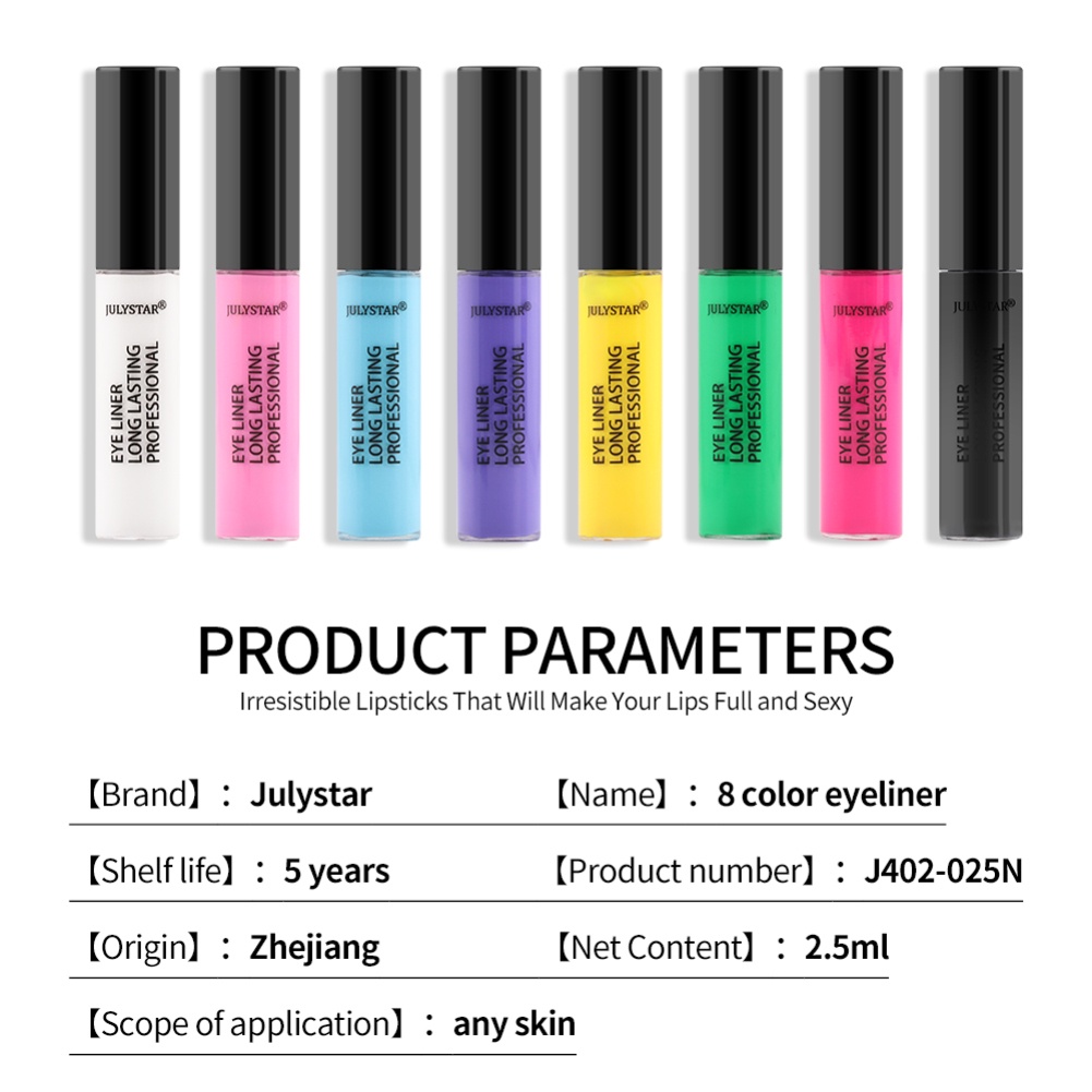 ♕Julystar Bút Kẻ Mắt Dạng Lỏng Màu Neon Mờ 8 Màu Bút Kẻ Mắt Màu Trắng Vàng Xanh Lá Cây Xanh Dương Nhiều Màu Chống Nước Mỹ Phẩm Mắt Cho Nữ Upbest